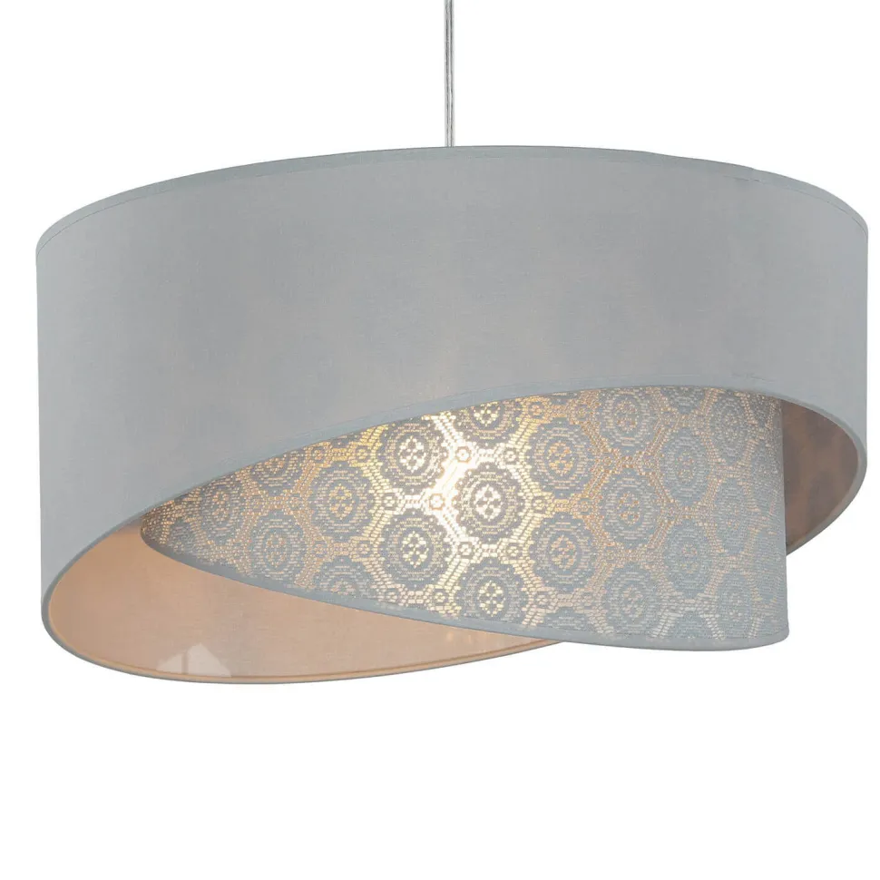 Graue Hängelampe Stoff Spitze SELMA Schlafzimmer