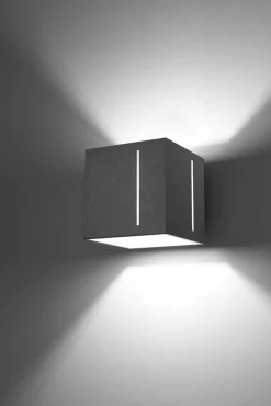 Graue Wandleuchte FUFIA Aluminium Up Down eckig Modern