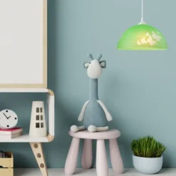 Grüne Kinderzimmerlampe rund Mädchen farbenfroh