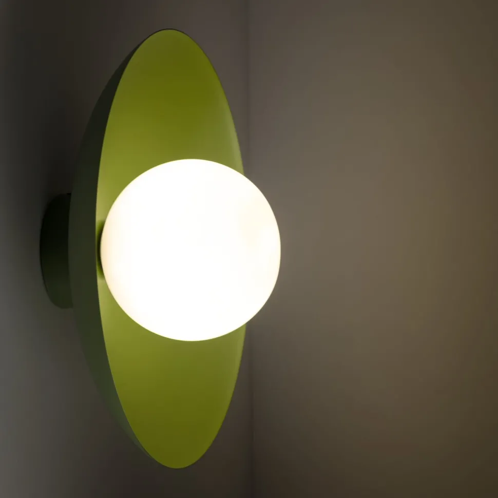 Grüne Wandlampe Glaskugel blendarm G9 B:28 cm wohnlich