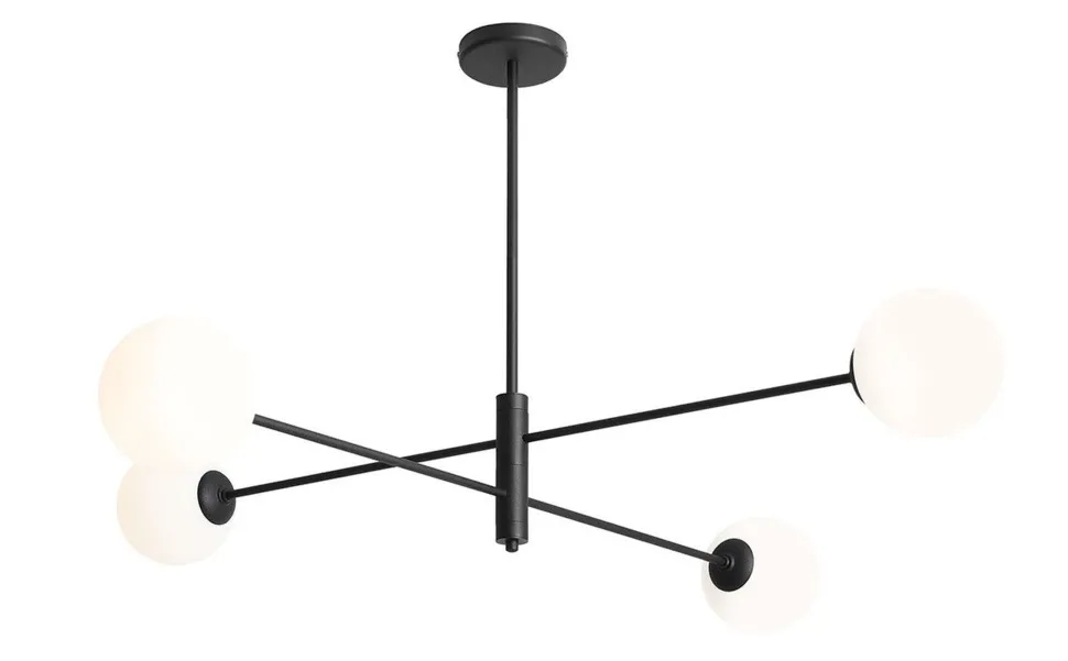 Große Deckenlampe Glas Metall Schwarz L:108 cm 4-flammig