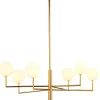 Große Deckenlampe in Gold Weiß Glas Messing G9 L:104 cm