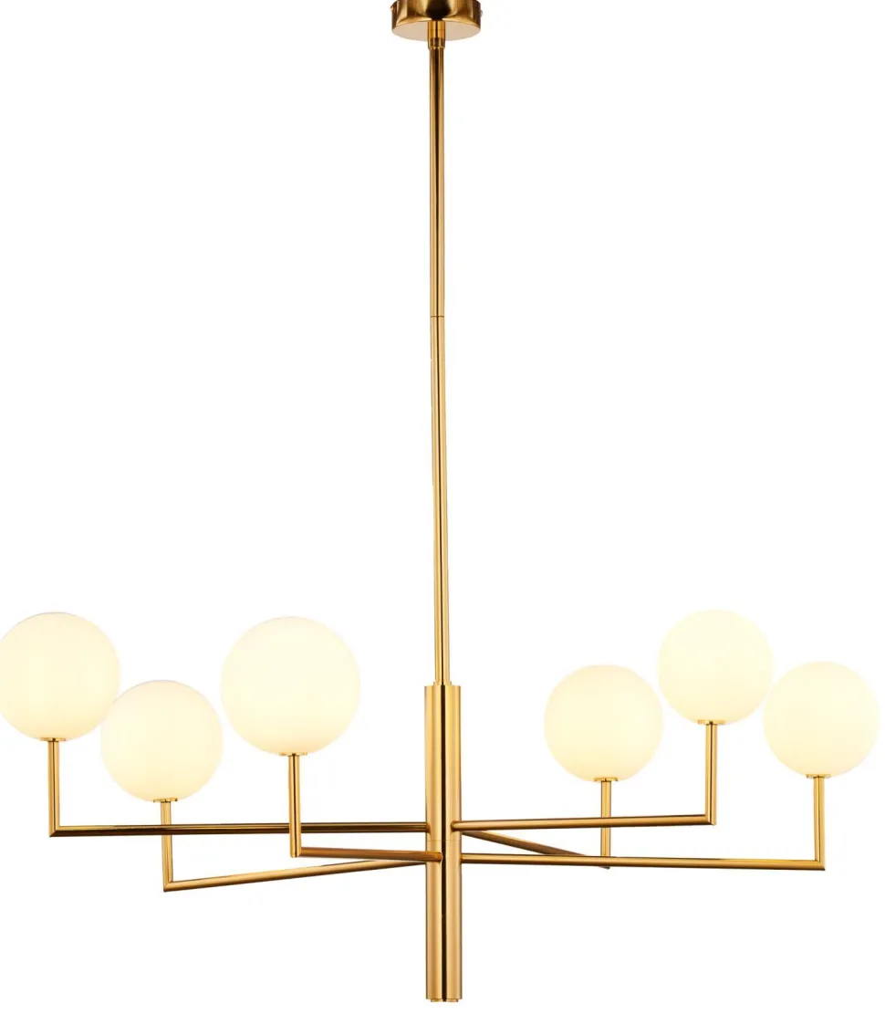 Große Deckenlampe in Gold Weiß Glas Messing G9 L:104 cm
