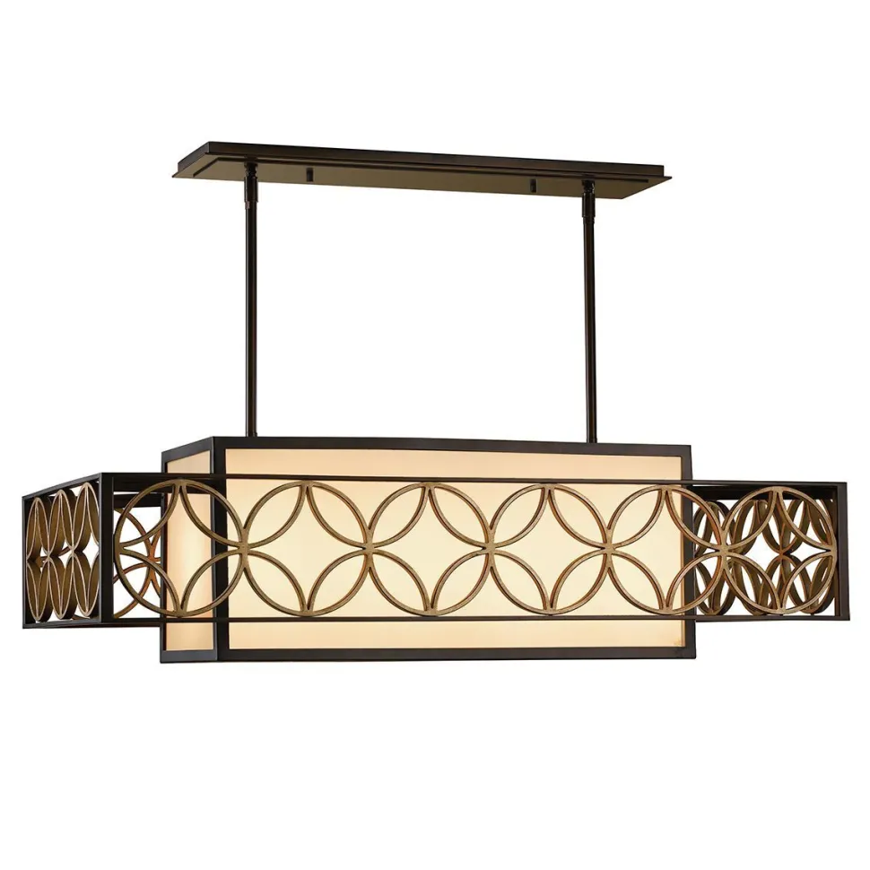 Große Deckenlampe Vintage 192 cm lang Eisen Stoff