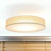 Große Deckenleuchte Stoff Leinen Ø 78 cm rund Grau-Beige