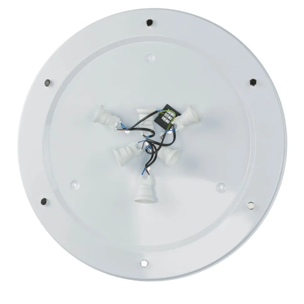 Große Deckenleuchte Stoff Leinen Ø 78 cm rund Grau-Beige