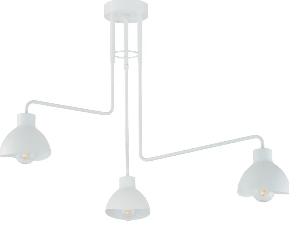 Große Deckenleuchte Weiß Metall 3-flammig E27 L:93 cm