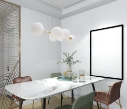 Große Hängelampe blendarm Glas Metall 100 cm E27 Gold