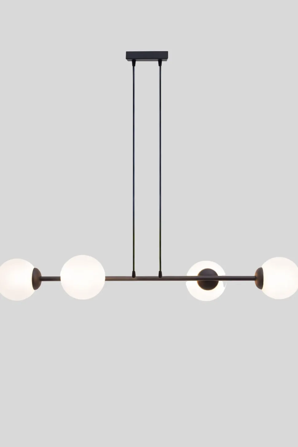 Große Hängelampe blendarm Glas Metall 85 cm E27 Schwarz