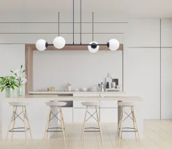 Große Hängelampe blendarm Glas Metall 85 cm E27 Schwarz