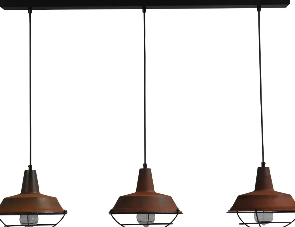 Große Hängeleuchte Braun Antik Ø25cm 3xE27 L:100cm