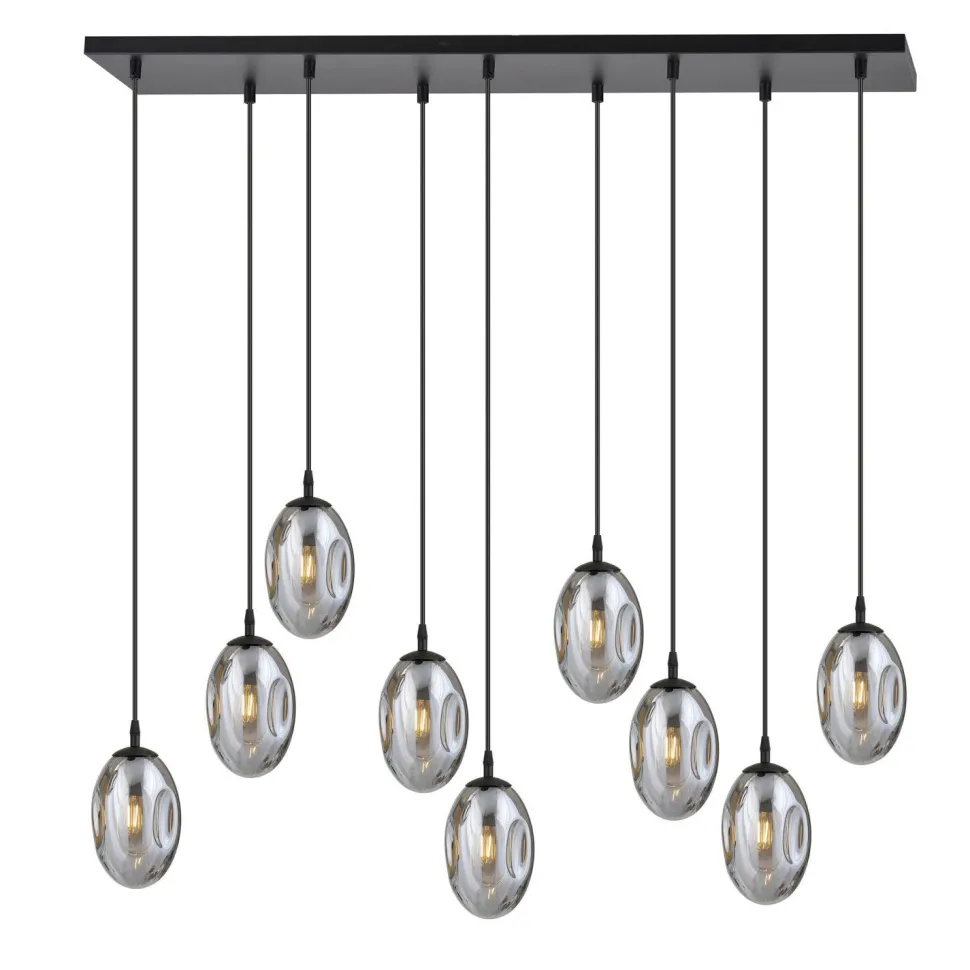 Große Hängeleuchte Glas Schirme9x E14 100 cm dekorativ