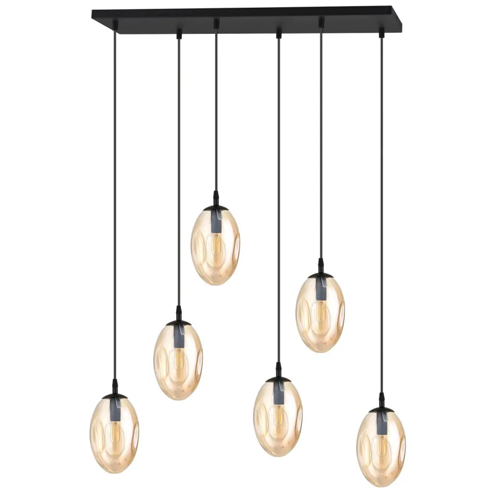 Große Hängeleuchte Glas 6x E14 70 cm länglich CARLU