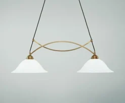 Große Hängeleuchte Messing Glas gemütlich E27 96 cm