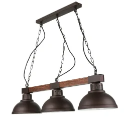 Große Hängeleuchte 3xE27 L:72cm Echt Holz HAKON