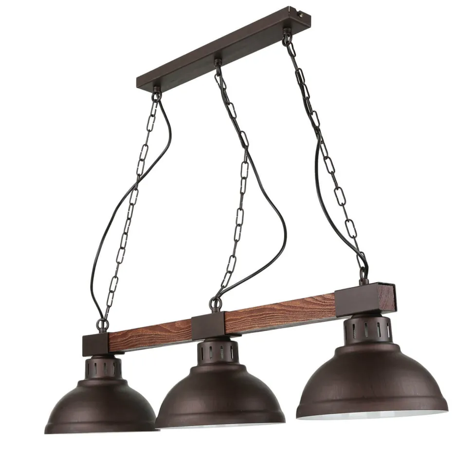 Große Hängeleuchte 3xE27 L:72cm Echt Holz HAKON