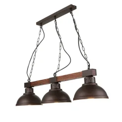 Große Hängeleuchte 3xE27 L:72cm Echt Holz HAKON