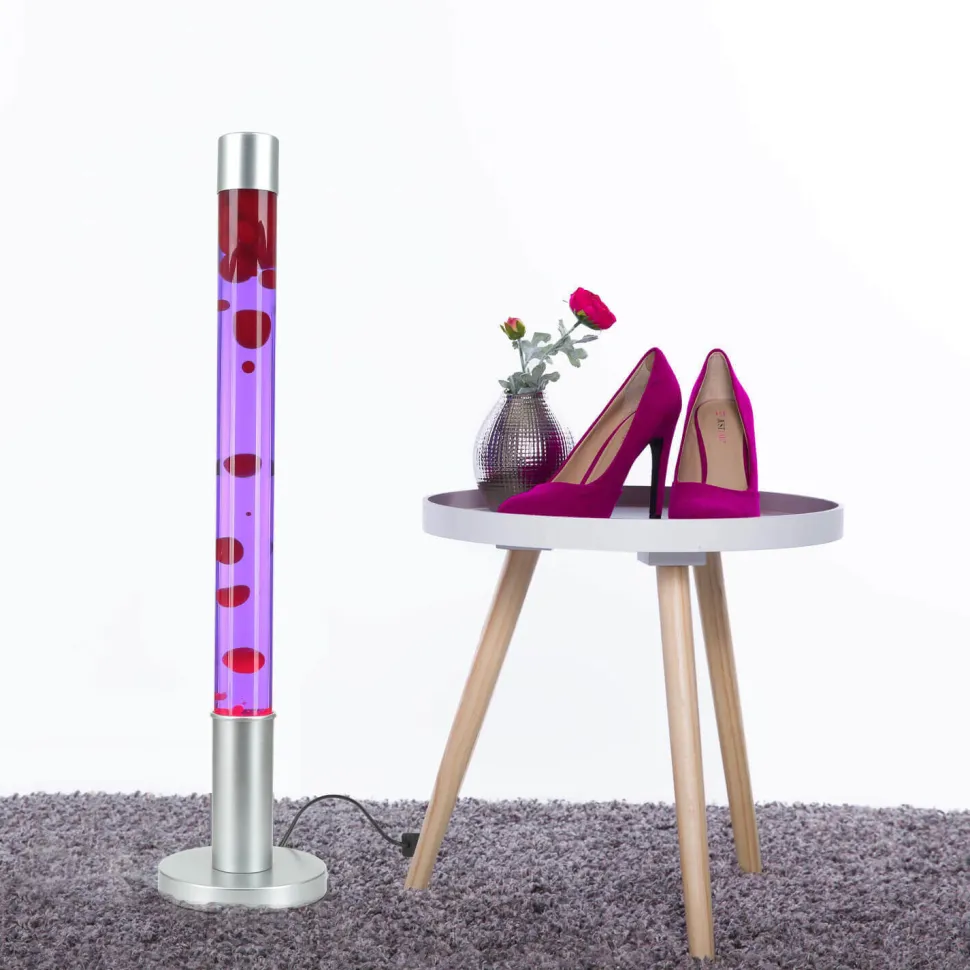 Große Lavalampe ALAN H:76cm Rot Wachs Lila Retro