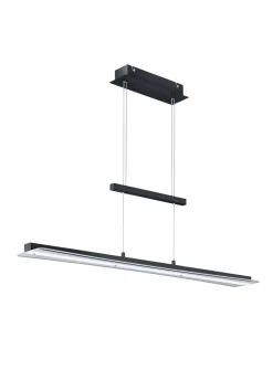 Große LED Hängelampe Metall Glas Touch Dimmer Schwarz