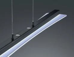 Große LED Hängelampe Metall Glas Touch Dimmer Schwarz