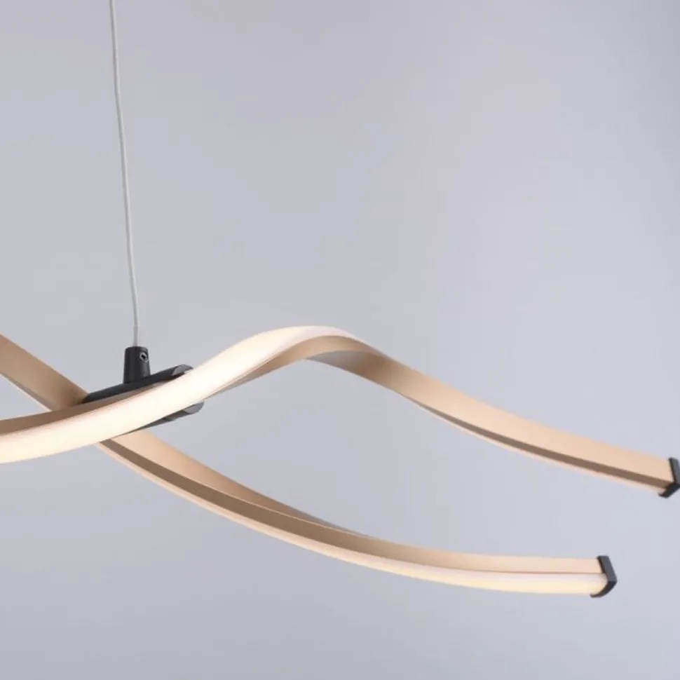 Große LED Hängelampe Schwarz Gold 105 cm 3000 K dimmbar