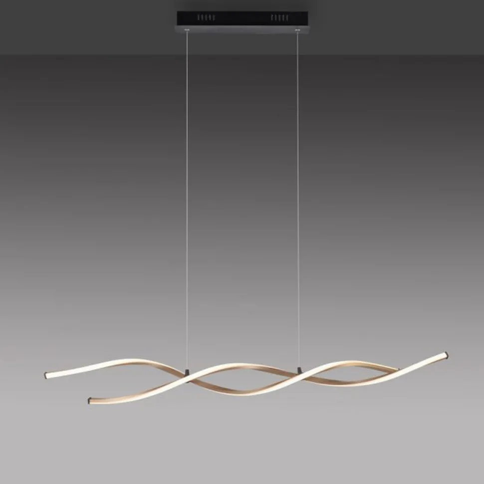 Große LED Hängelampe Schwarz Gold 105 cm 3000 K dimmbar