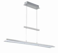 Große LED Hängeleuchte Metall Glas Touch Dimmer Nickel