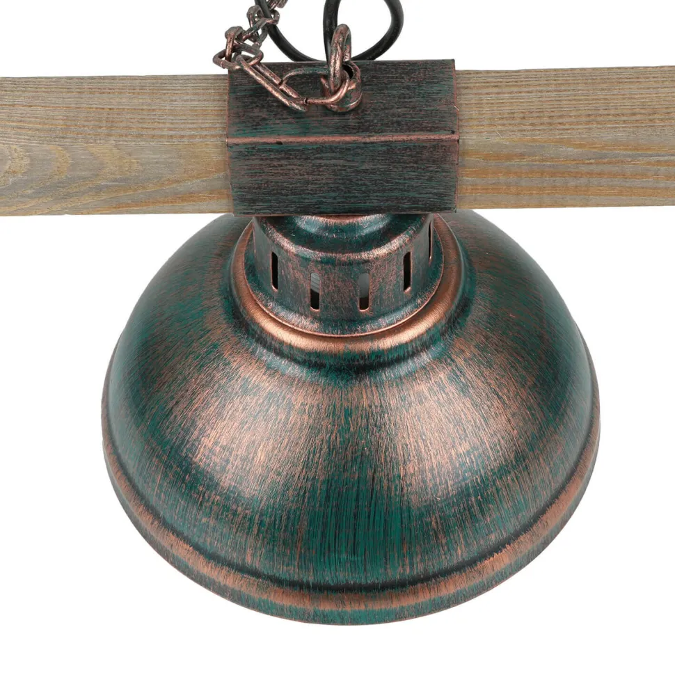 Große Pendelleuchte 3-flmg mit Holz Vintage HAKON