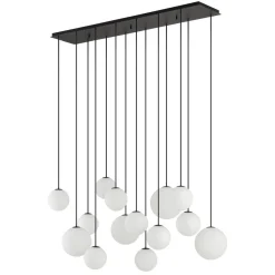 Große Pendelleuchte Glas Metall Schwarz Weiß G9 14-flmg