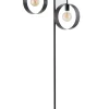 Große Stehlampe Metall Schwarz Ringe 164 cm stilvoll