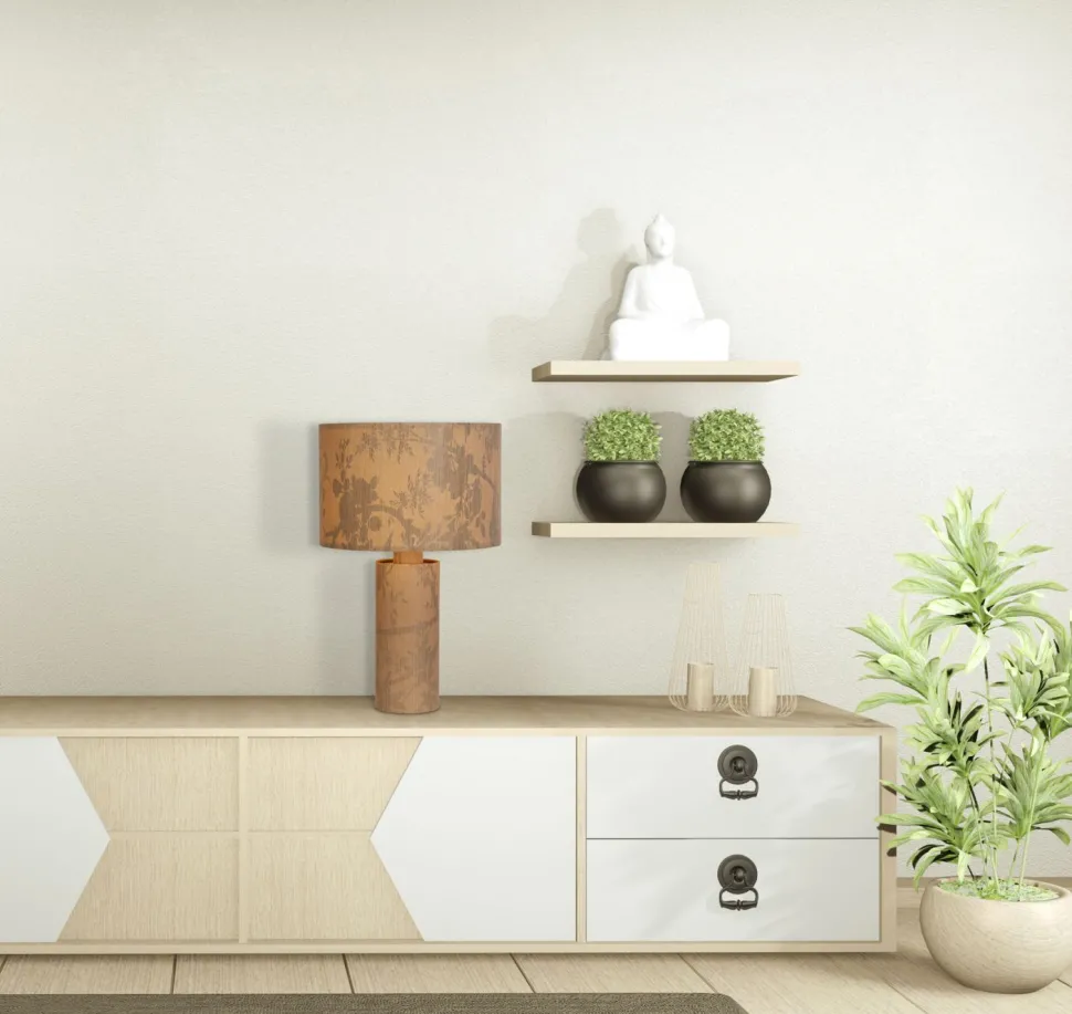 Große Tischleuchte Papier Muster H:66 cm E27 gemütlich