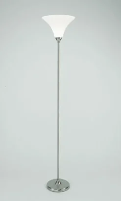 Großer Deckenfluter Glas Messing in Nickel E27 181 cm