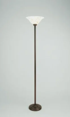 Großer Deckenfluter Glas Messing Antik E27 174 cm