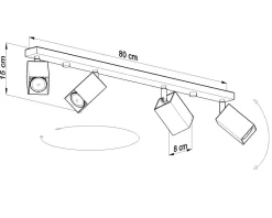 Großer Deckenstrahler Schwarz 80 cm lang Metall FALERIA
