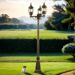 Großer Kandelaber BREST Gold Antik 3xE27 2,1m hoch