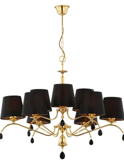 Großer Kronleuchter in Messing 9-flammig blendarm