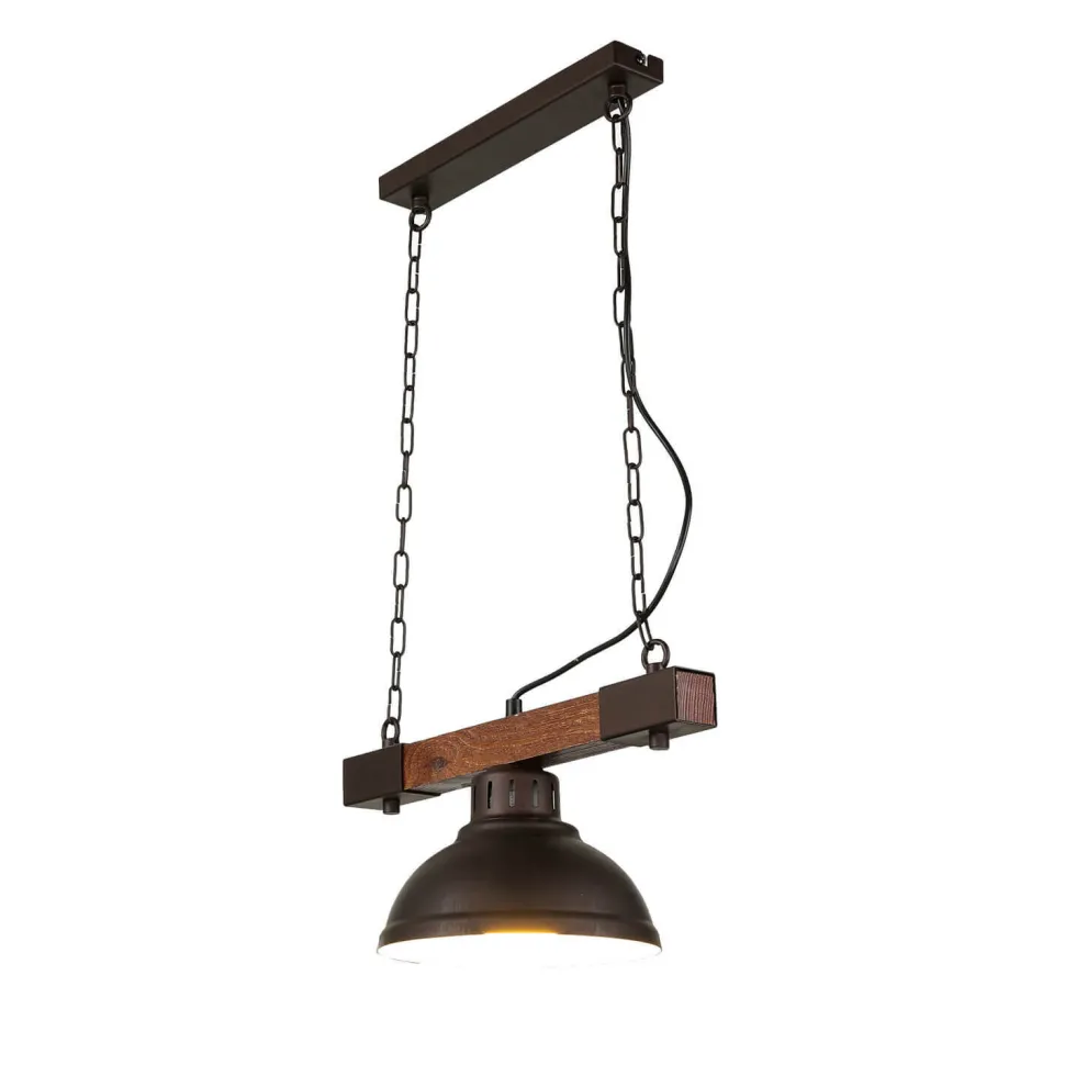 HAKON Lampe hängend Echt Holz Braun Metall Vintage