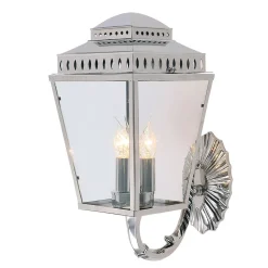 Handgefertigte Außenwandleuchte Messing in Nickel