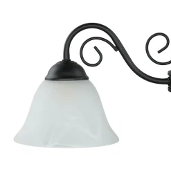 Höhenverstellbare Hängeleuchte mit Glasschirm rustikal in Weiß