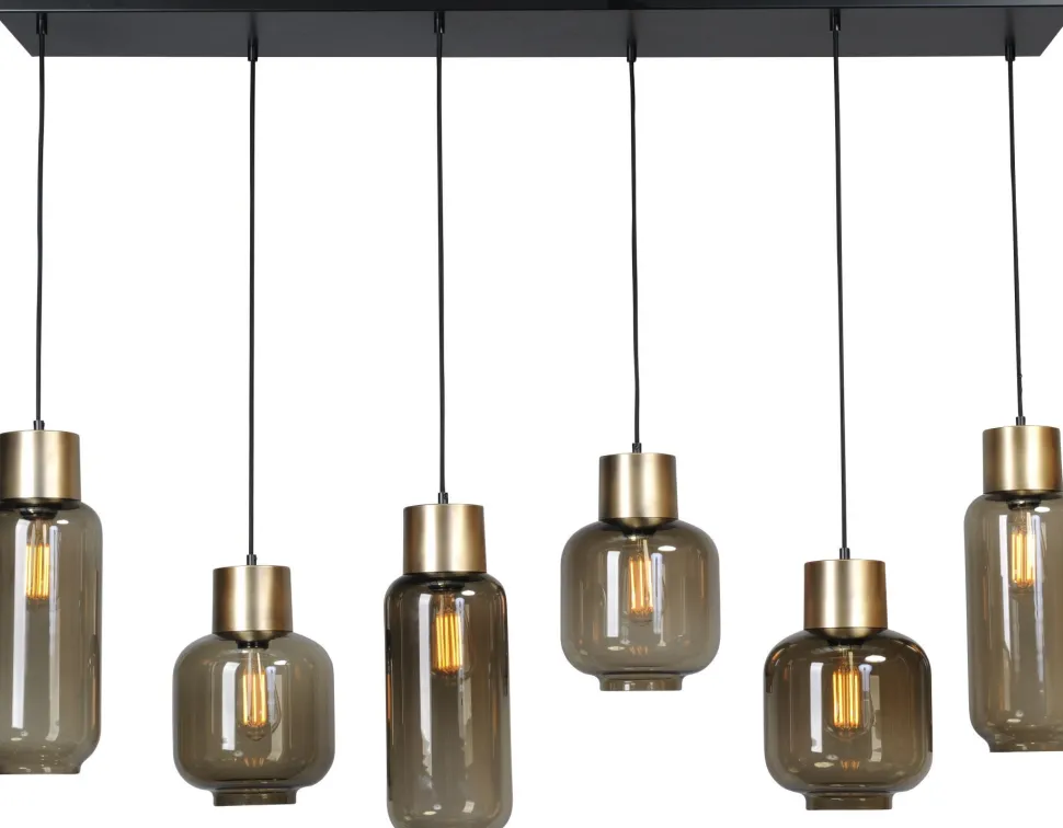 Hängelampe 130 cm lang 6-flammig E27 Glas Metall