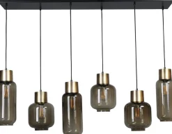 Hängelampe 130 cm lang 6-flammig E27 Glas Metall
