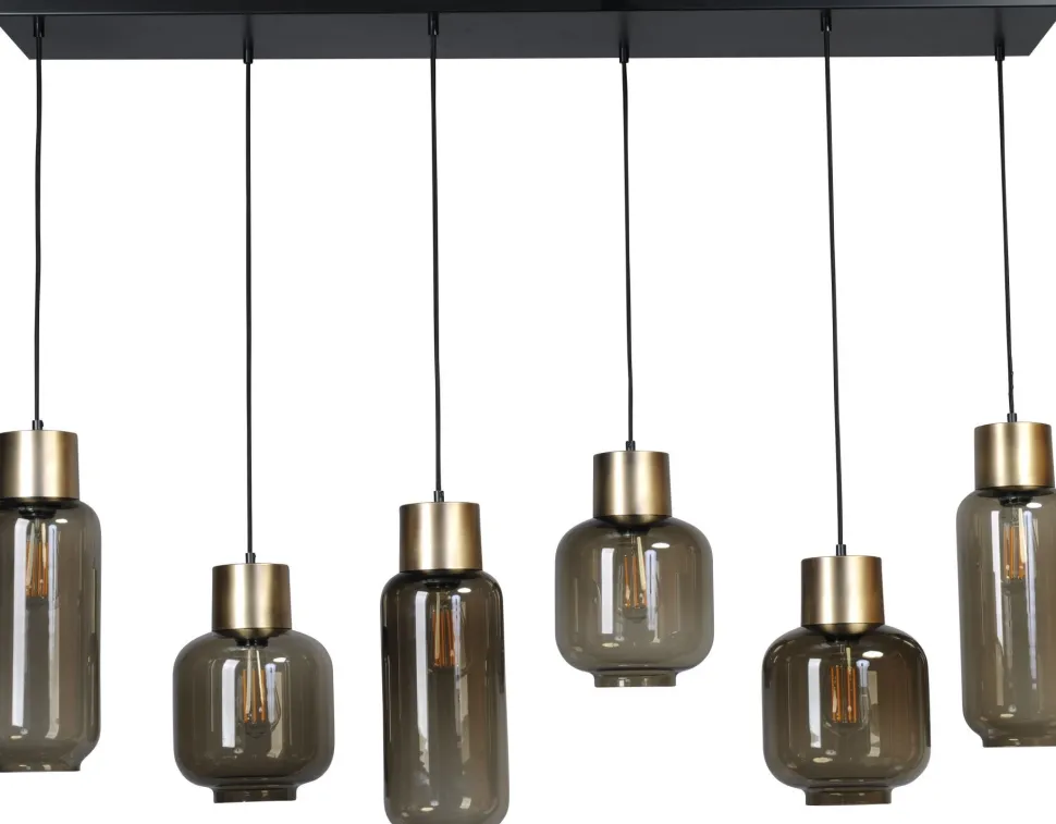 Hängelampe 130 cm lang 6-flammig E27 Glas Metall