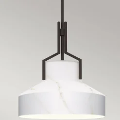 Hängelampe Alabaster Optik D: 37 cm in Bronze Antik Weiß