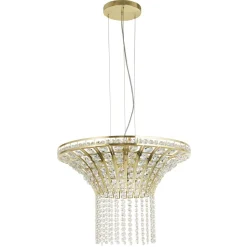 Hängelampe Art Déco Ø 60 cm Kristall Metall 8x G9 in Messing