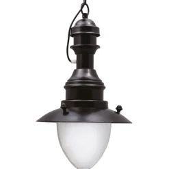 Hängelampe außen Maritim Ø 20 cm E27 IP43 Messing Glas massiv