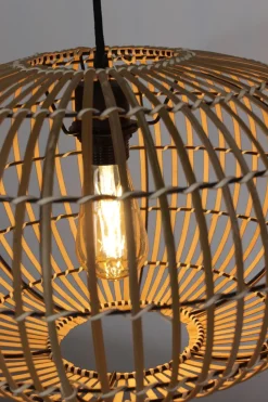 Hängelampe Bambus Natur Schwarz rund Ø40 cm E27 Modern