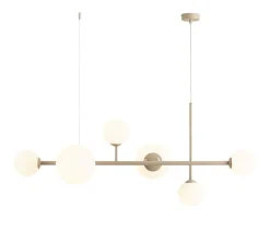 Hängelampe Beige Weiß Metall Glas E27 E14 wohnlich