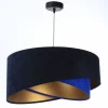 Hängelampe Blau Gold E27 Ø 50 cm Stoff Schirm Veloursoptik