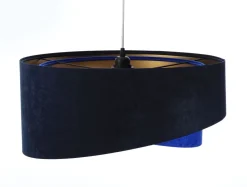 Hängelampe Blau Gold E27 Ø 50 cm Stoff Schirm Veloursoptik