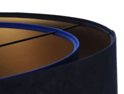 Hängelampe Blau Gold E27 Ø 50 cm Stoff Schirm Veloursoptik